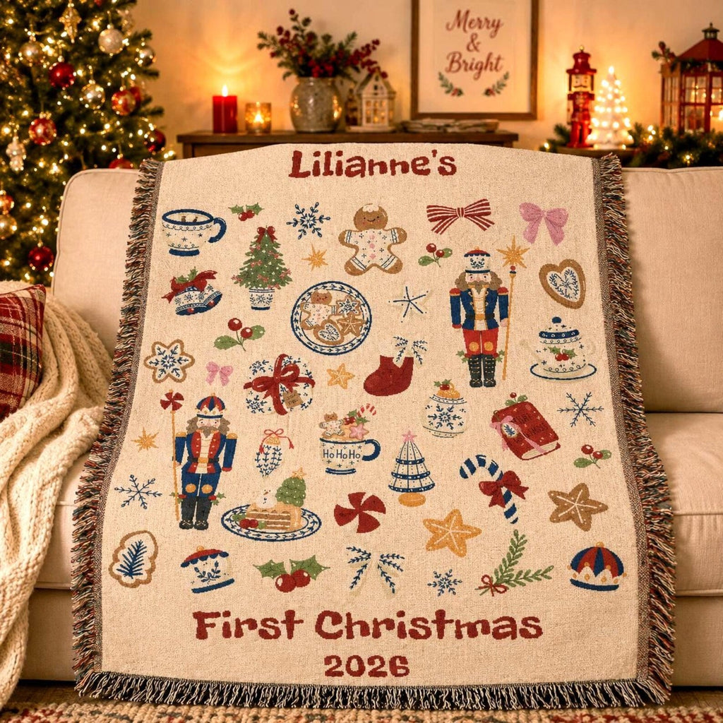 Personalized First Christmas Nutcracker Woven Blanket Etsy photo 3