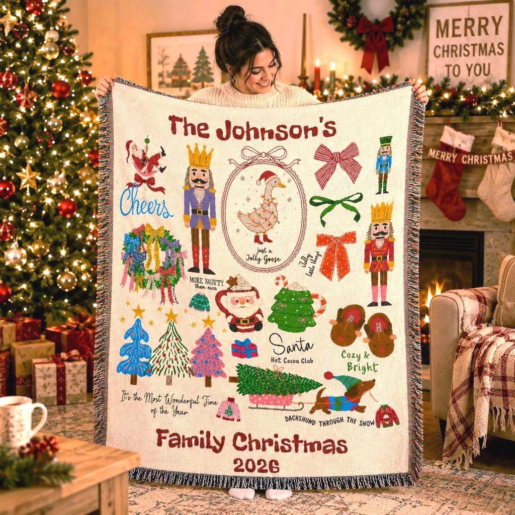 Personalized Family Christmas Woven Blanket Etsy photo 1