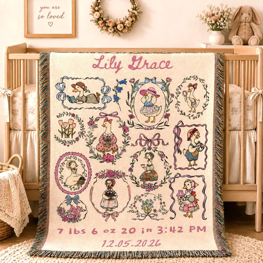 Personalized Baby Goose Woven Blanket photo 2
