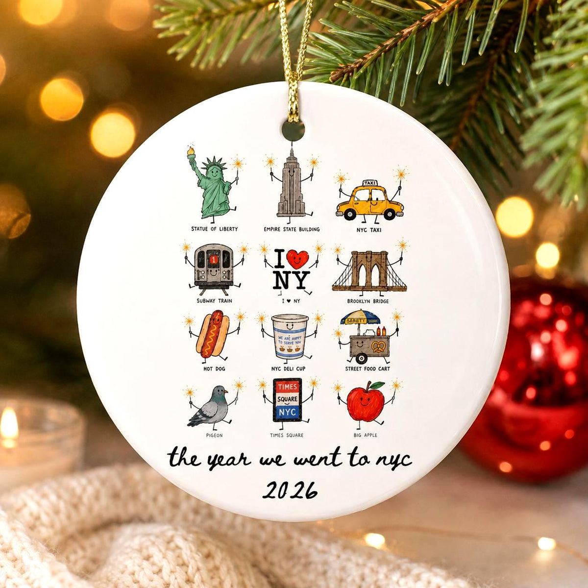 Personalized NYC Trip Ceramic Ornament – Single-Sided Etsy photo 2