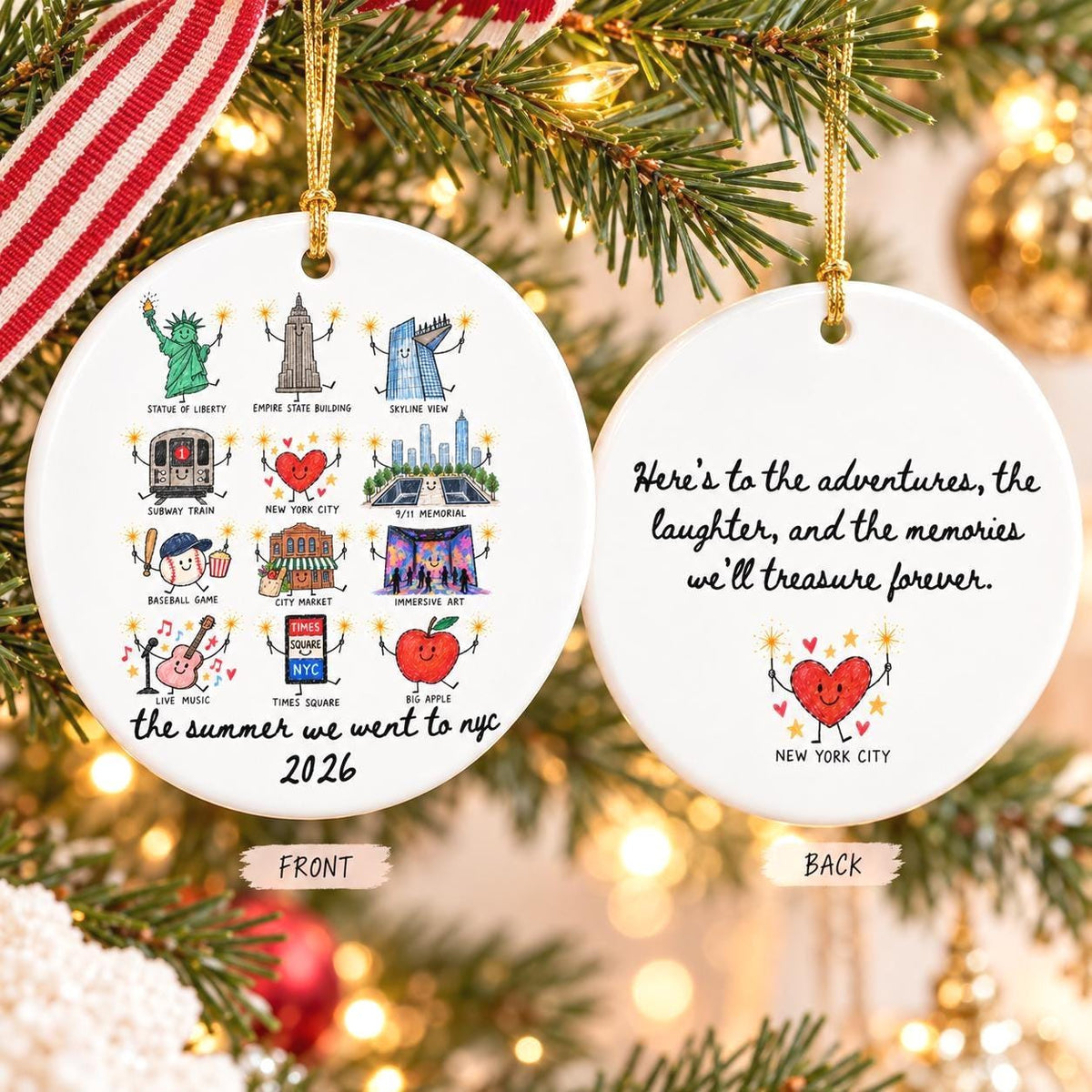 Personalized NYC Trip Ceramic Ornament – Double-Sided Etsy photo 1