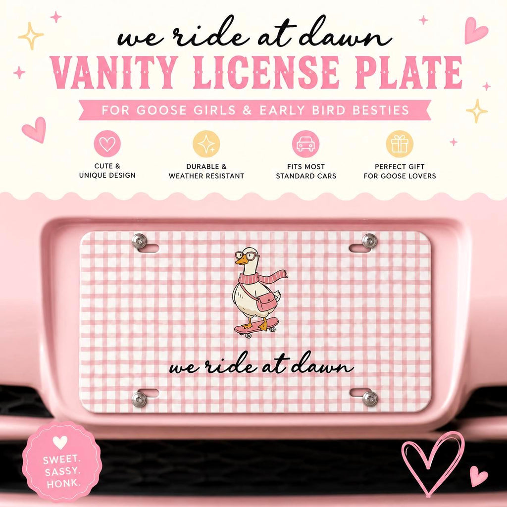 Personalized Pink Gingham Goose Vanity Plate Etsy photo 2