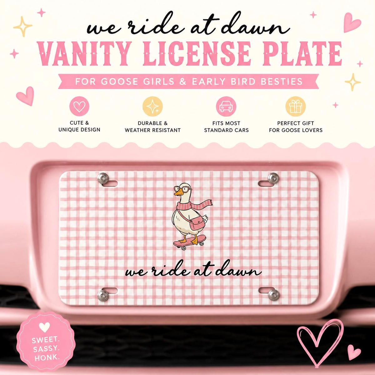 Personalized Pink Gingham Goose Vanity Plate Etsy photo 2