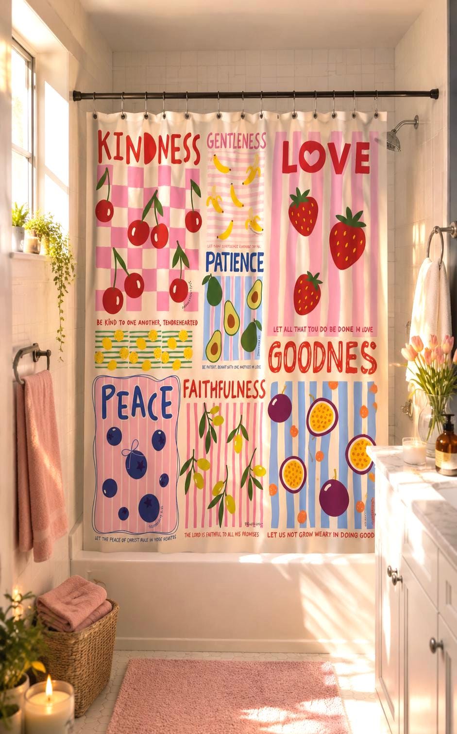 Positive Fruit Shower Curtain Etsy photo 1