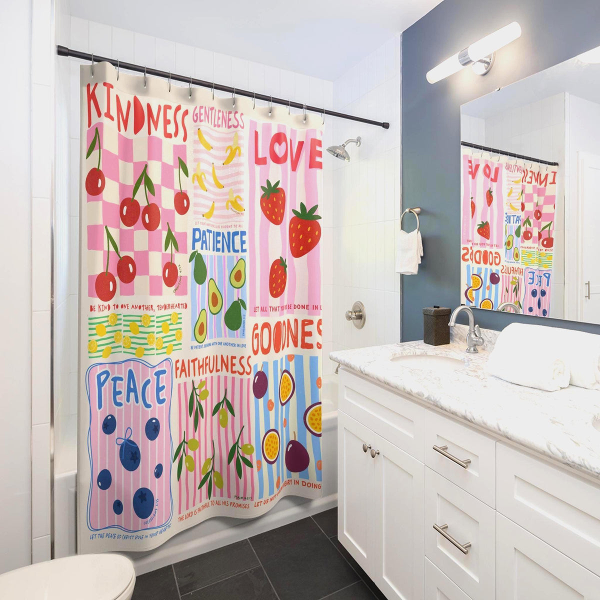 Positive Fruit Shower Curtain Etsy photo 4
