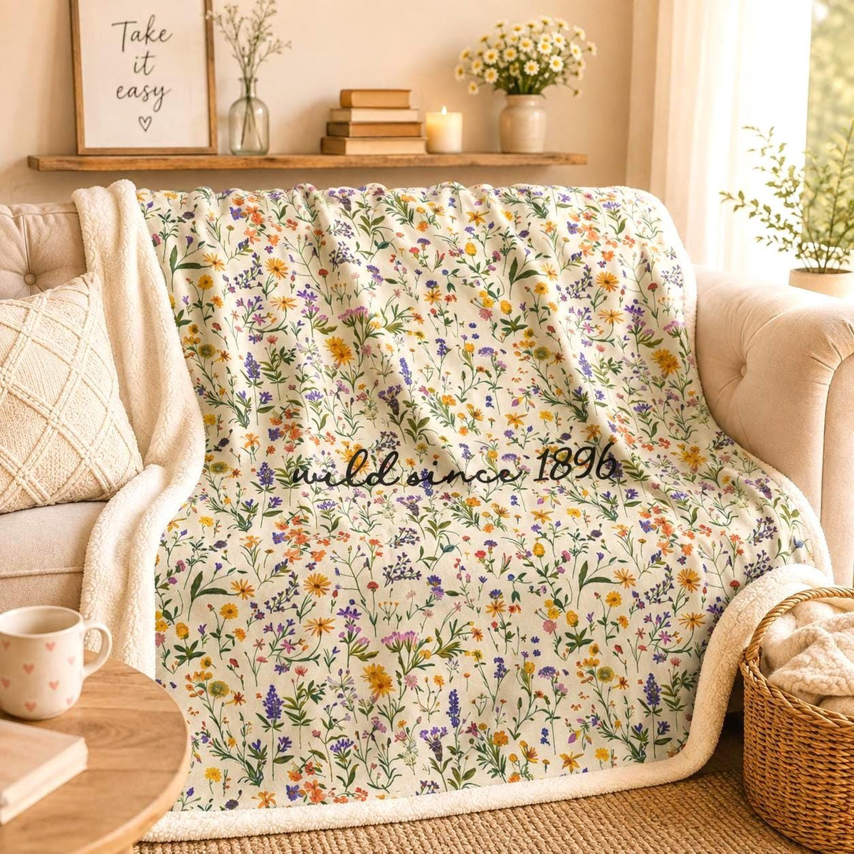 Personalized Wildflower Sherpa Blanket Etsy photo 1
