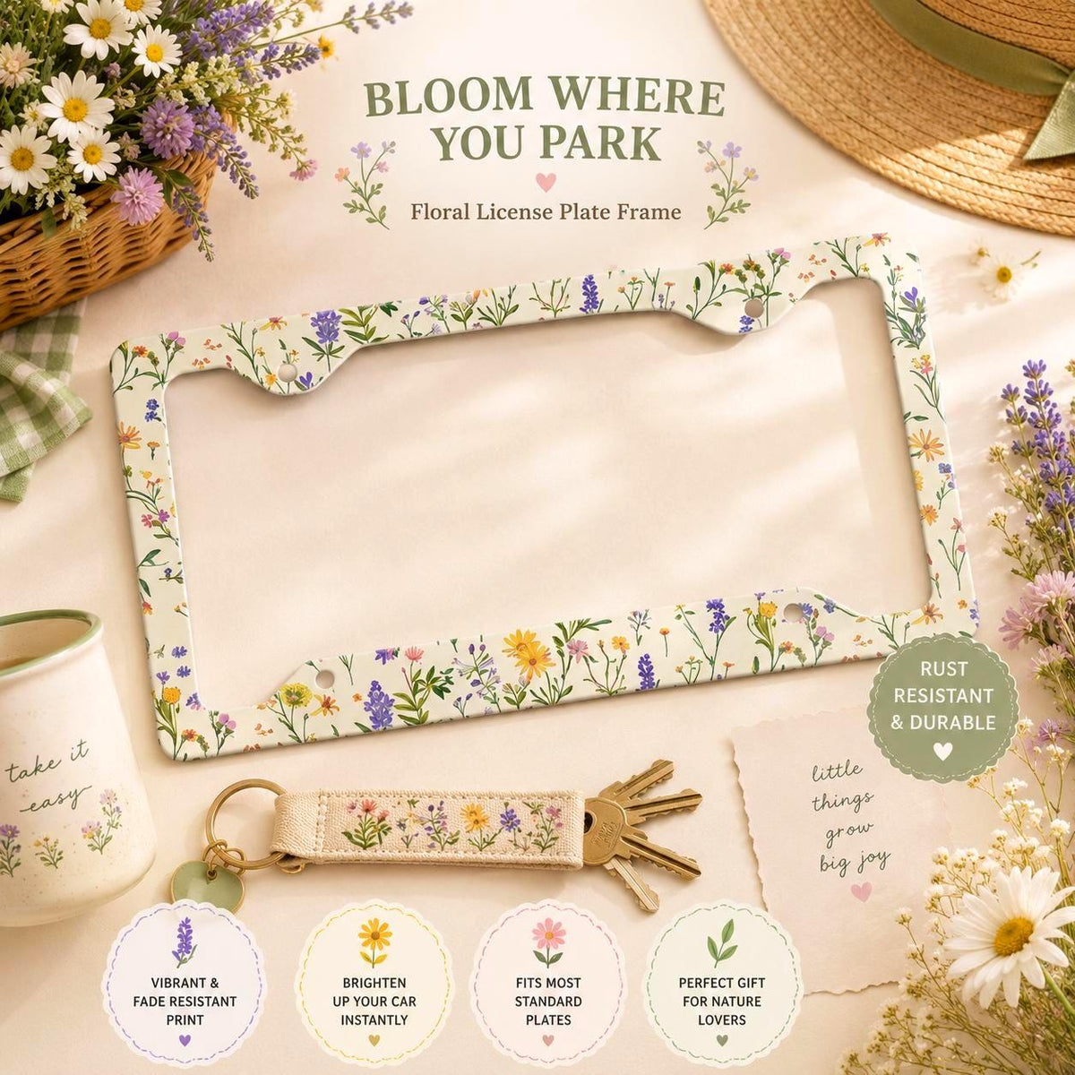 Wildflower License Plate Frame Etsy photo 2