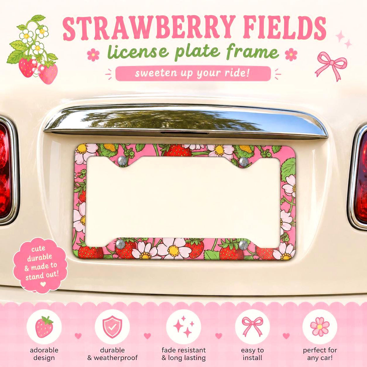 Strawberry License Plate Frame Etsy photo 3