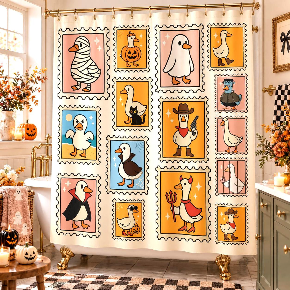 Spooky Monster Goose Shower Curtain Etsy photo 1