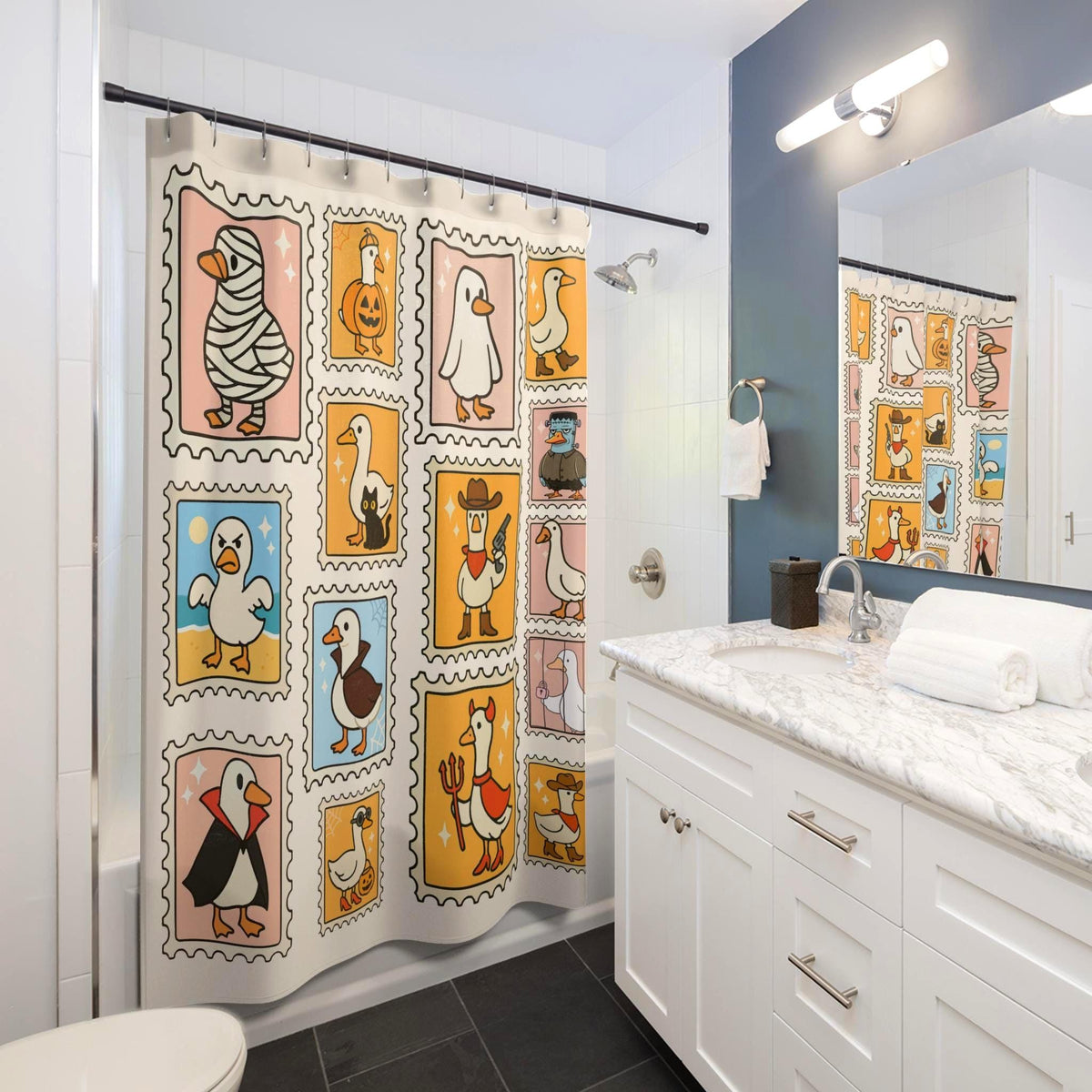 Spooky Monster Goose Shower Curtain Etsy photo 3