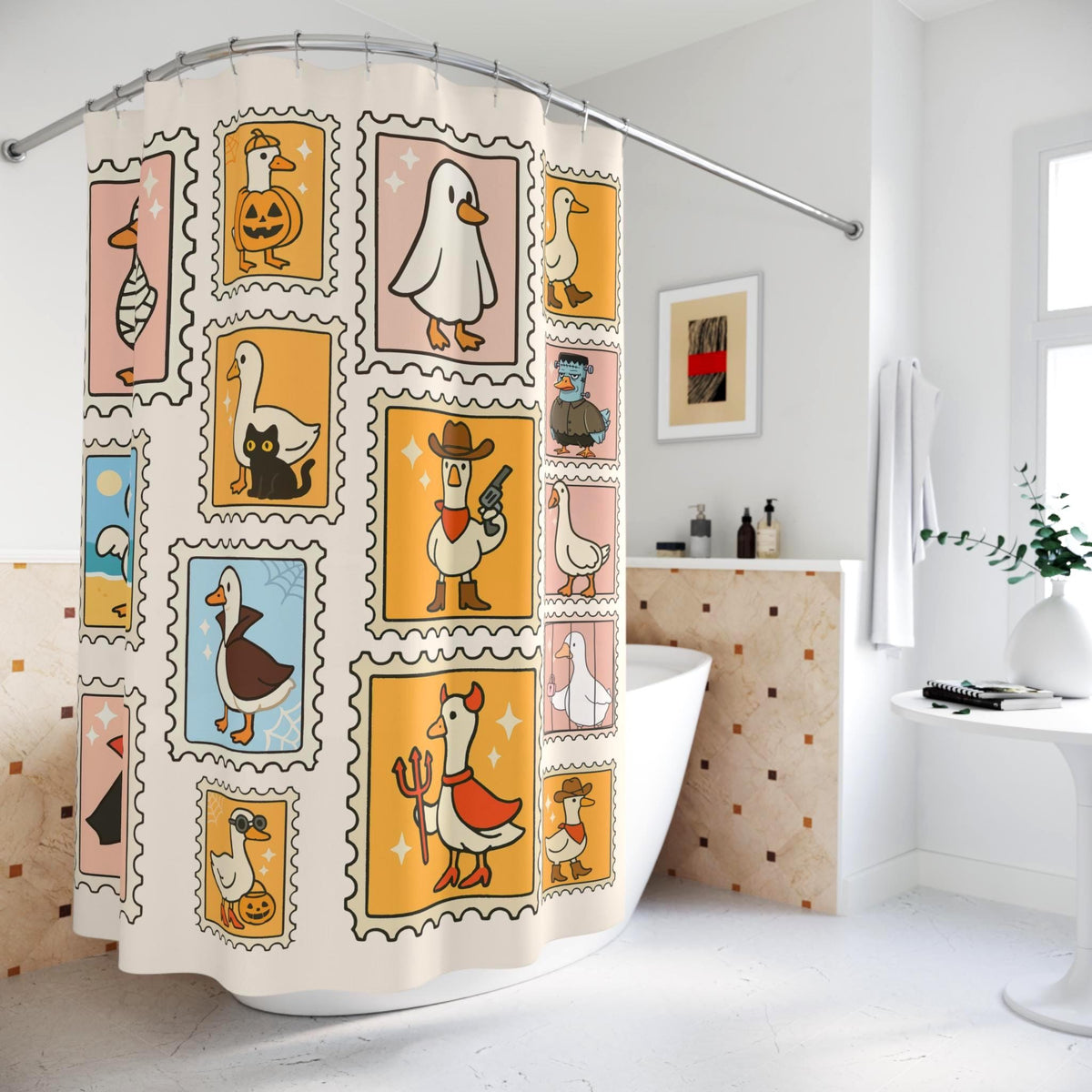 Spooky Monster Goose Shower Curtain Etsy photo 5