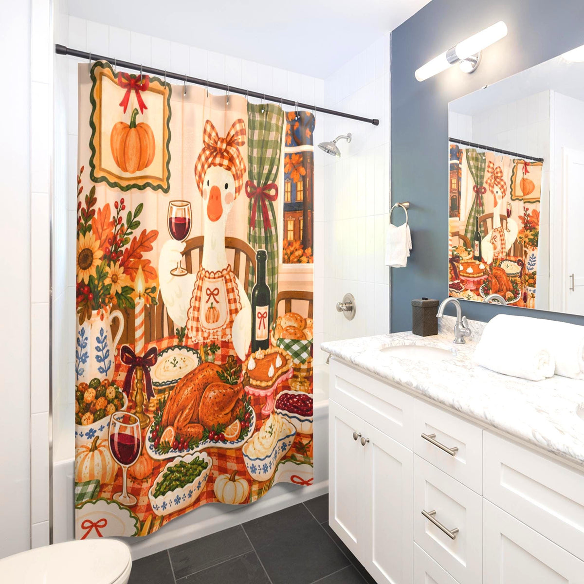 Thanksgiving Goose Shower Curtain Etsy photo 3