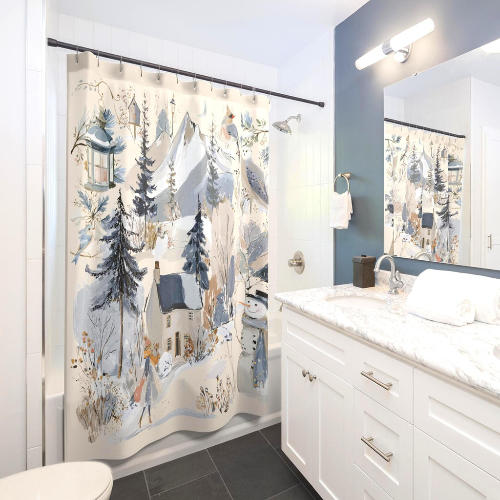 Winter Countryside Shower Curtain Etsy photo 2
