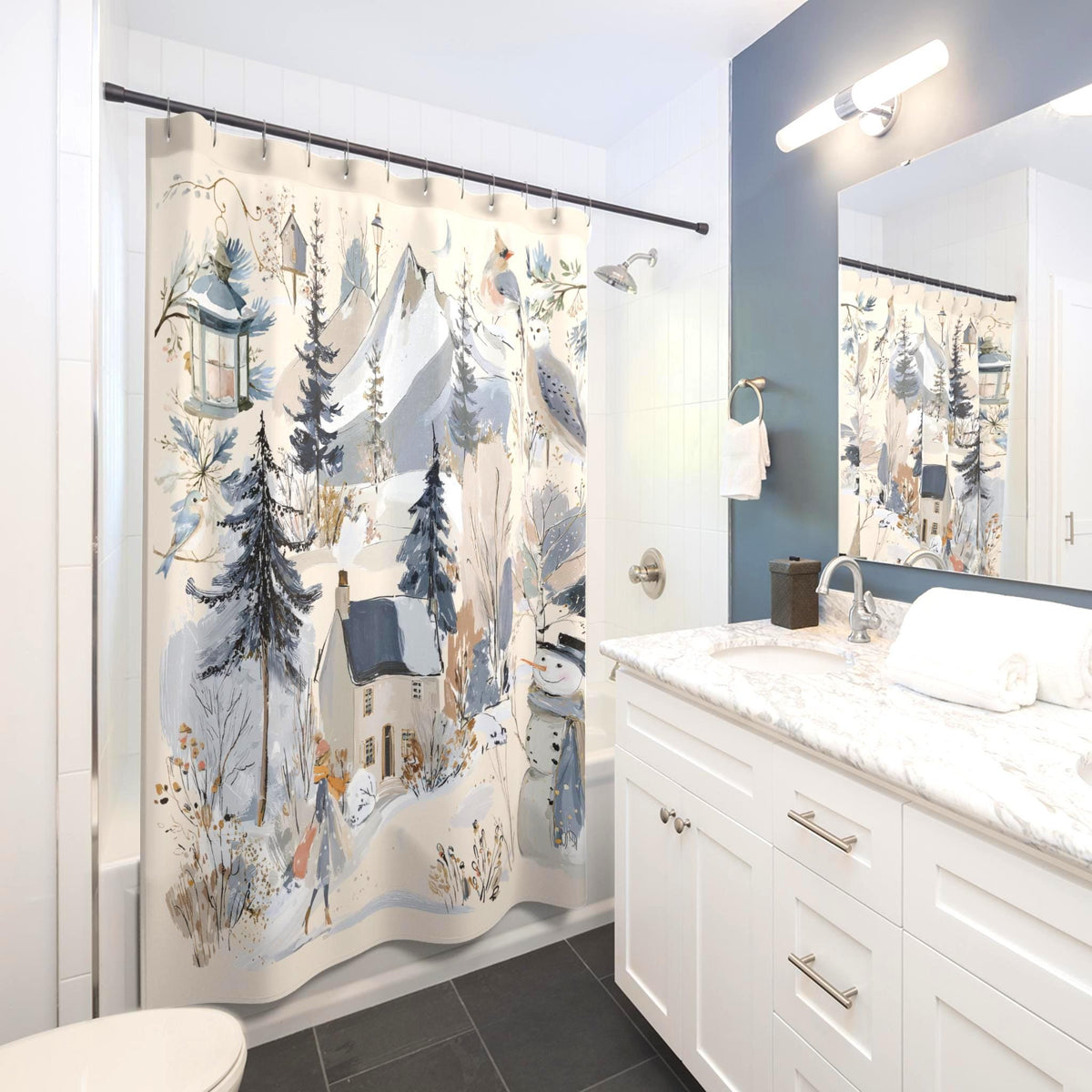 Winter Countryside Shower Curtain Etsy photo 2