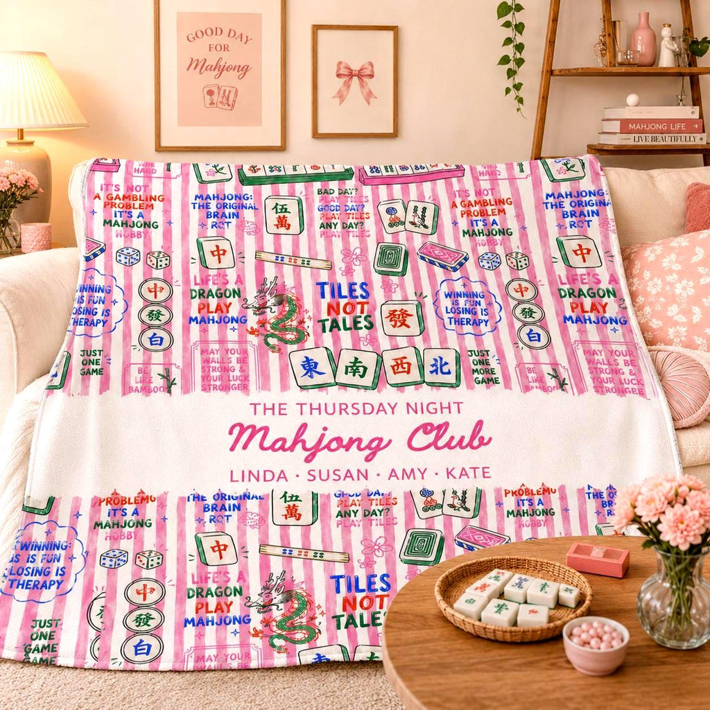 Personalized Mahjong Sherpa Blanket Etsy photo 2