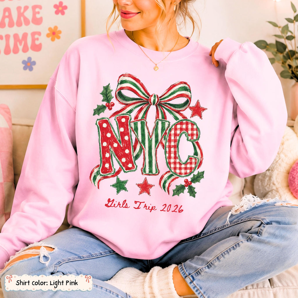 Personalized NYC Bow Christmas Sweatshirt Etsy photo 3