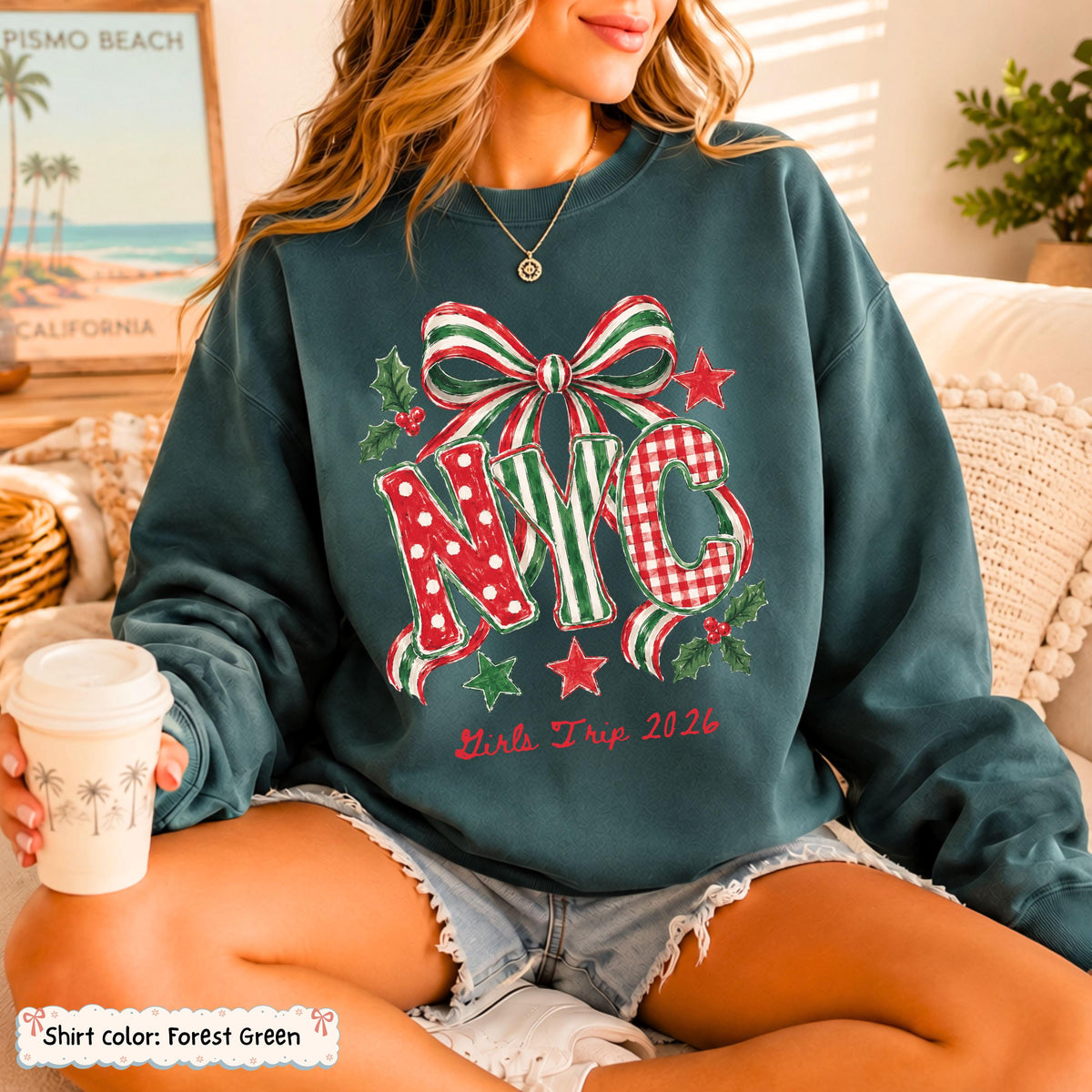 Personalized NYC Bow Christmas Sweatshirt Etsy photo 7