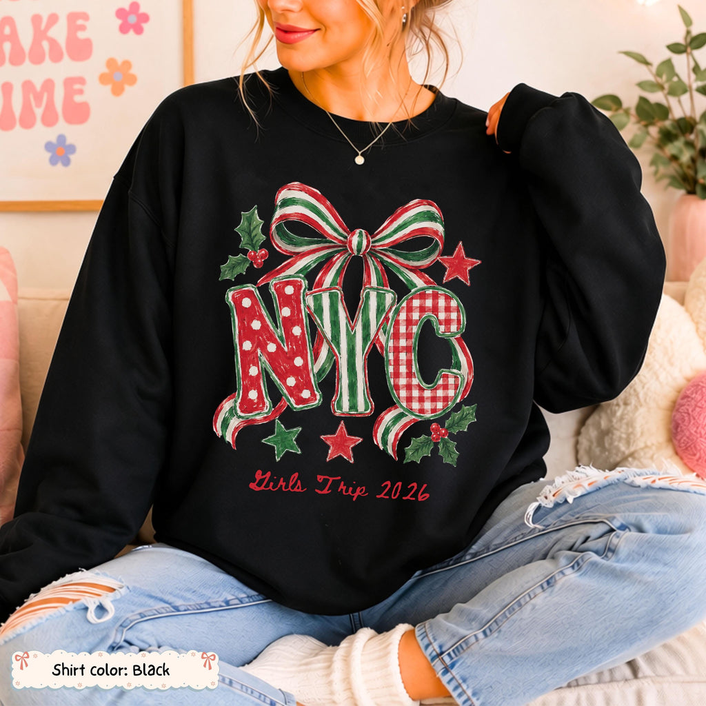 Personalized NYC Bow Christmas Sweatshirt Etsy photo 8