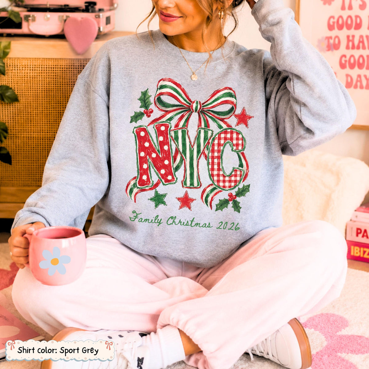 Personalized NYC Bow Christmas Sweatshirt Etsy photo 9