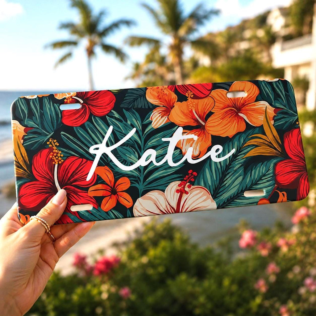 Personalized Tropical Hibiscus Vanity Plate Etsy photo 1