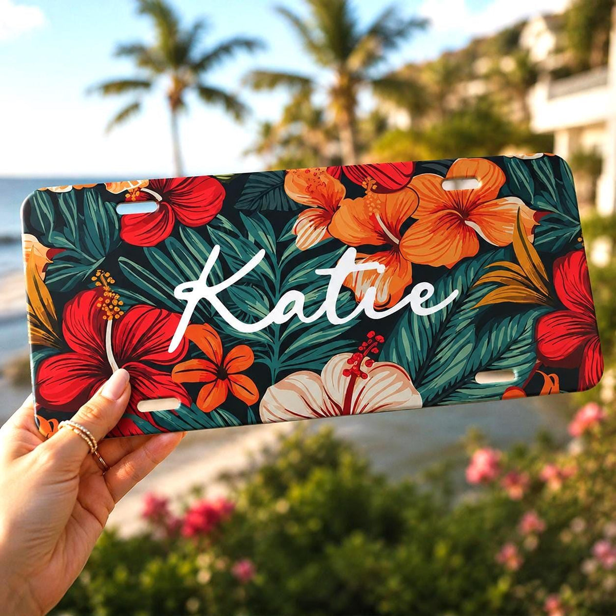 Personalized Tropical Hibiscus Vanity Plate Etsy photo 1