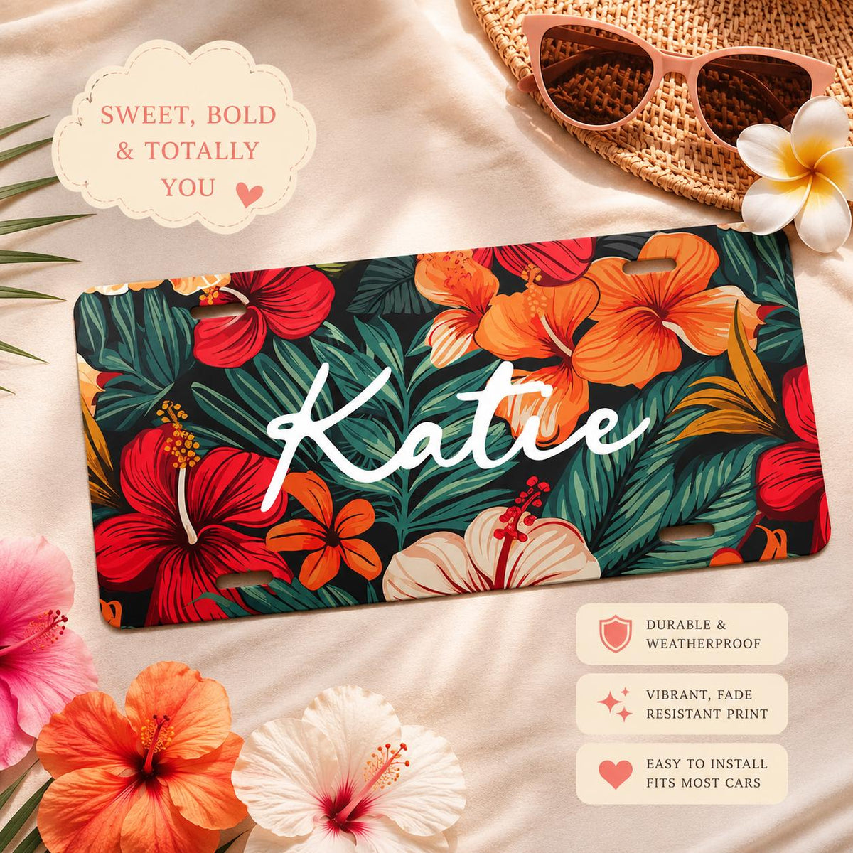 Personalized Tropical Hibiscus Vanity Plate Etsy photo 2