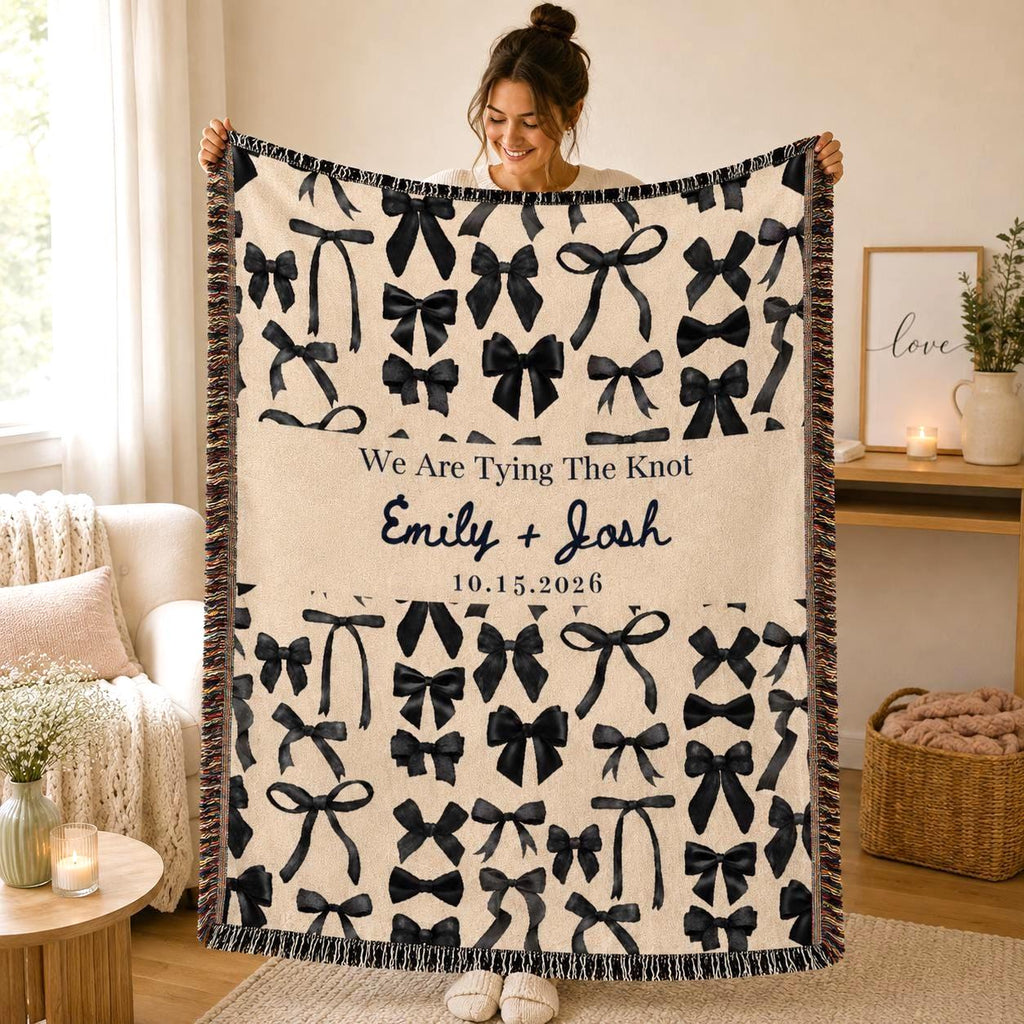 Personalized Tying the Knot Woven Blanket Etsy photo 2