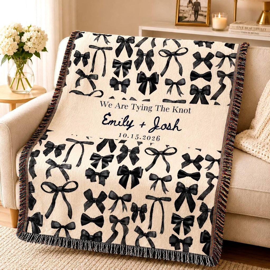 Personalized Tying the Knot Woven Blanket Etsy photo 3