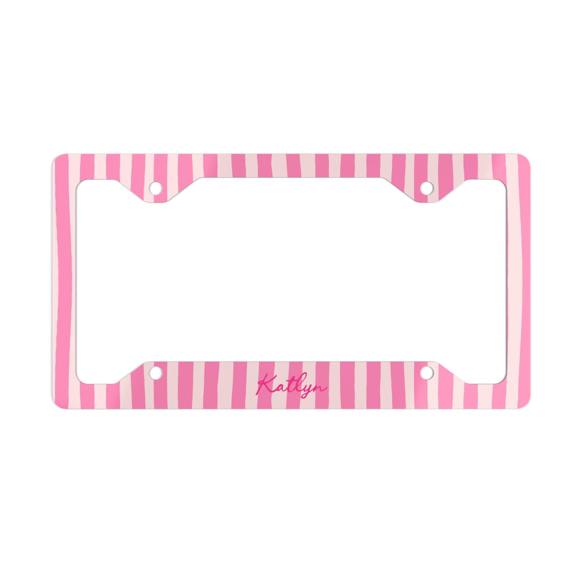 Personalized Pink Stripe Monogram License Plate Frame Etsy photo 2