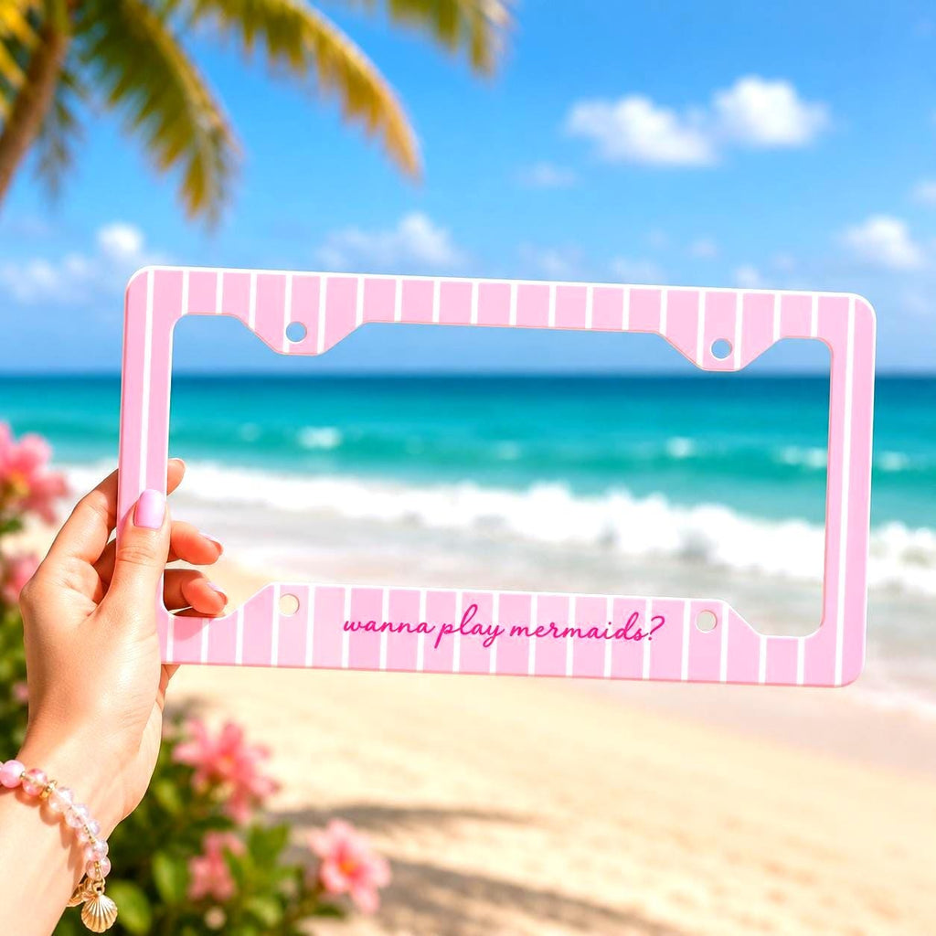 Personalized Pink Stripe License Plate Frame Etsy photo 1