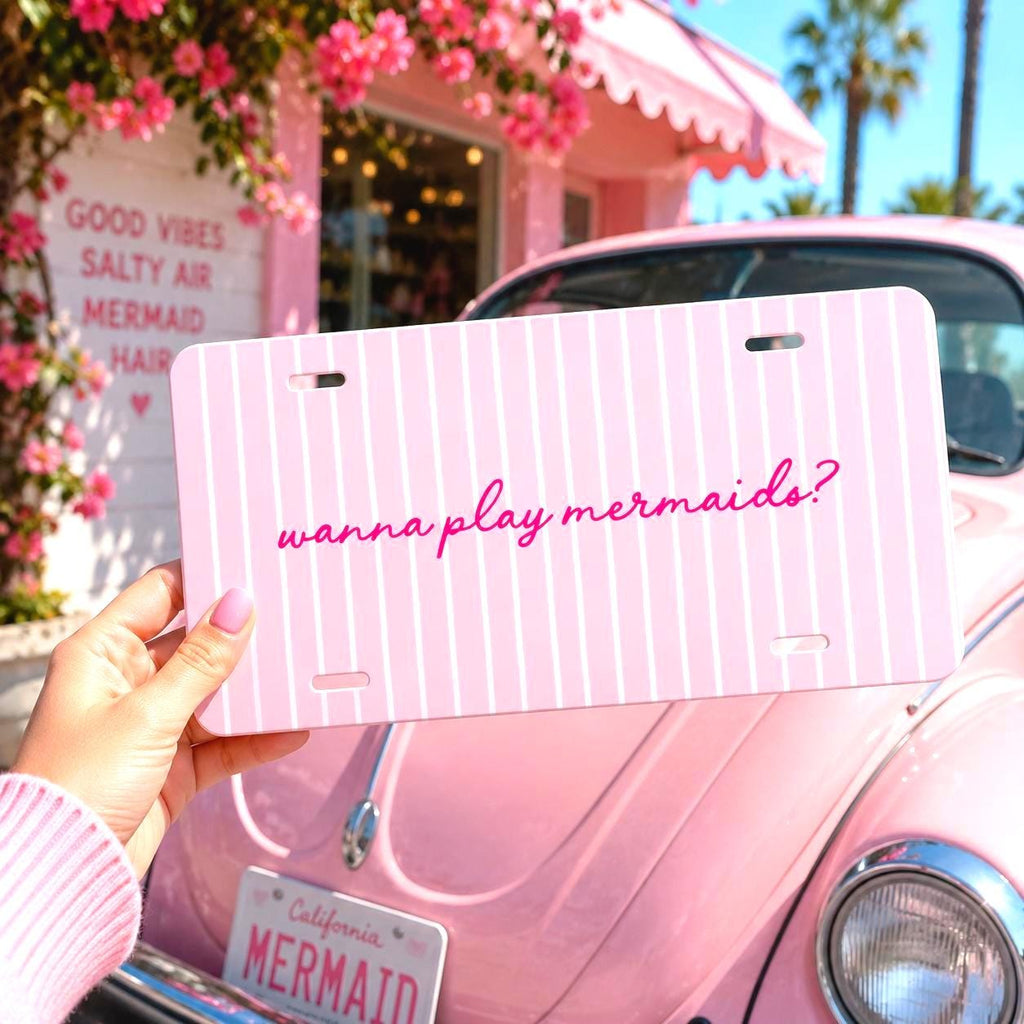 Personalized Pink Stripe Vanity Plate Etsy photo 1