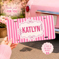 Personalized Pink Stripe Bow Vanity Plate Etsy photo 1
