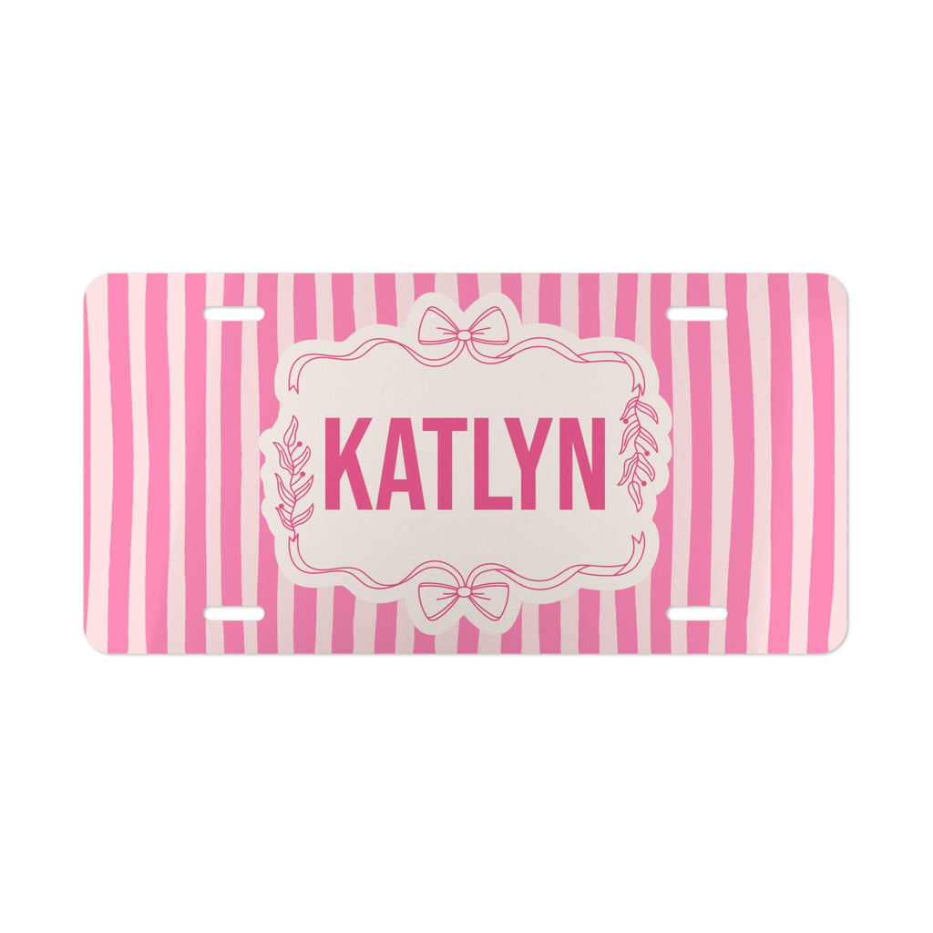 Personalized Pink Stripe Bow Vanity Plate Etsy photo 4