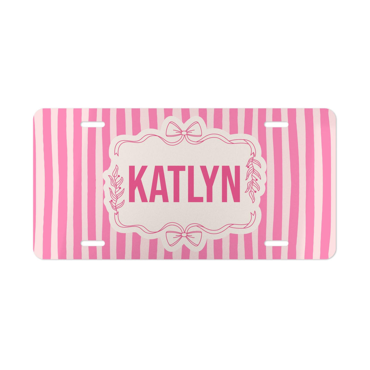 Personalized Pink Stripe Bow Vanity Plate Etsy photo 4