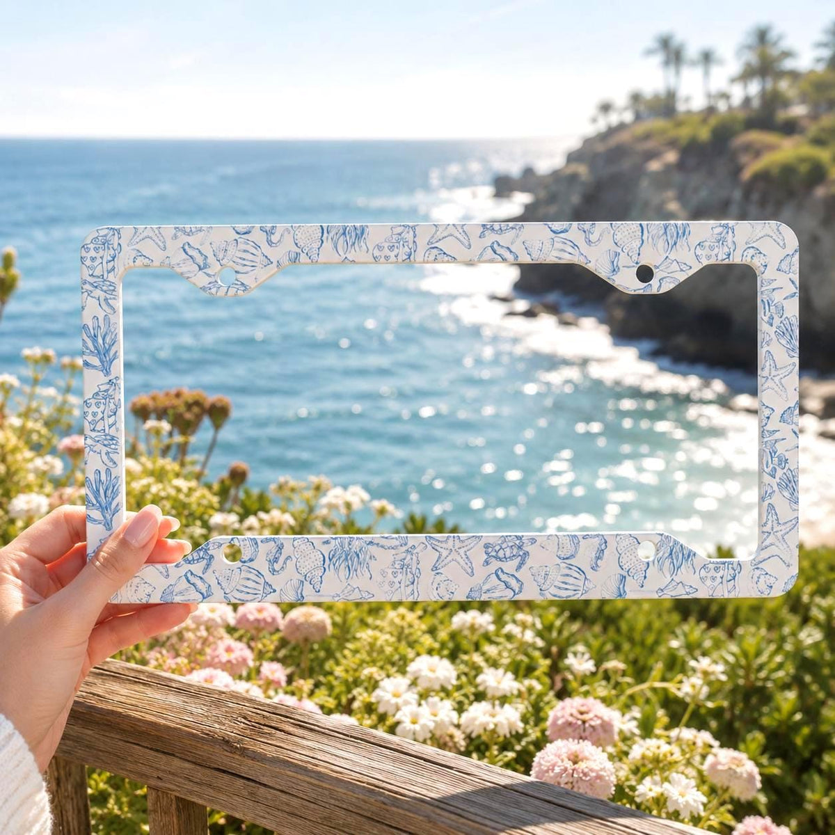 Personalized Seashell License Plate Frame Etsy photo 1