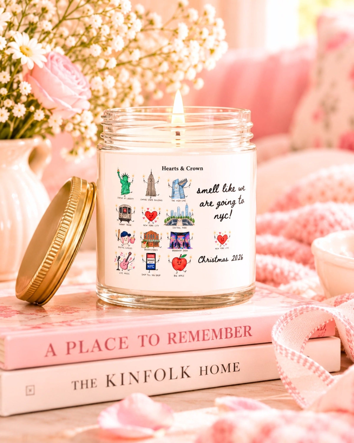 Personalized NYC Trip Reveal Candle