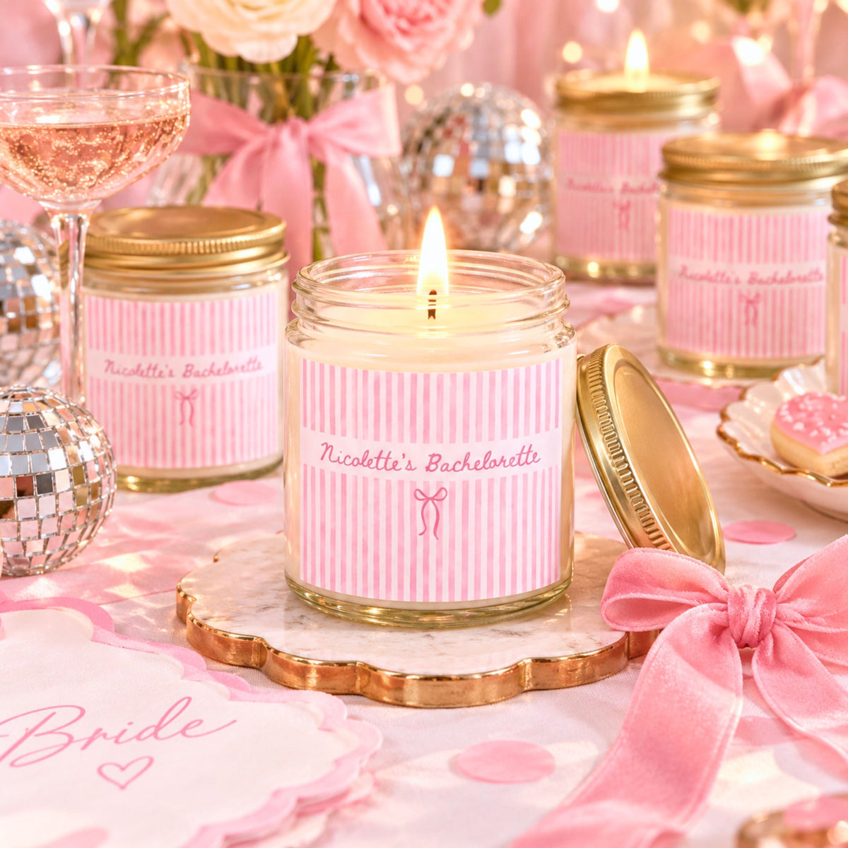 Personalized Bachelorette Candle clear glass lifestyle